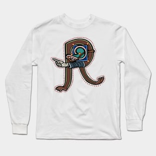 Letter R Manicule W 14C Maastricht Psalter parody Long Sleeve T-Shirt